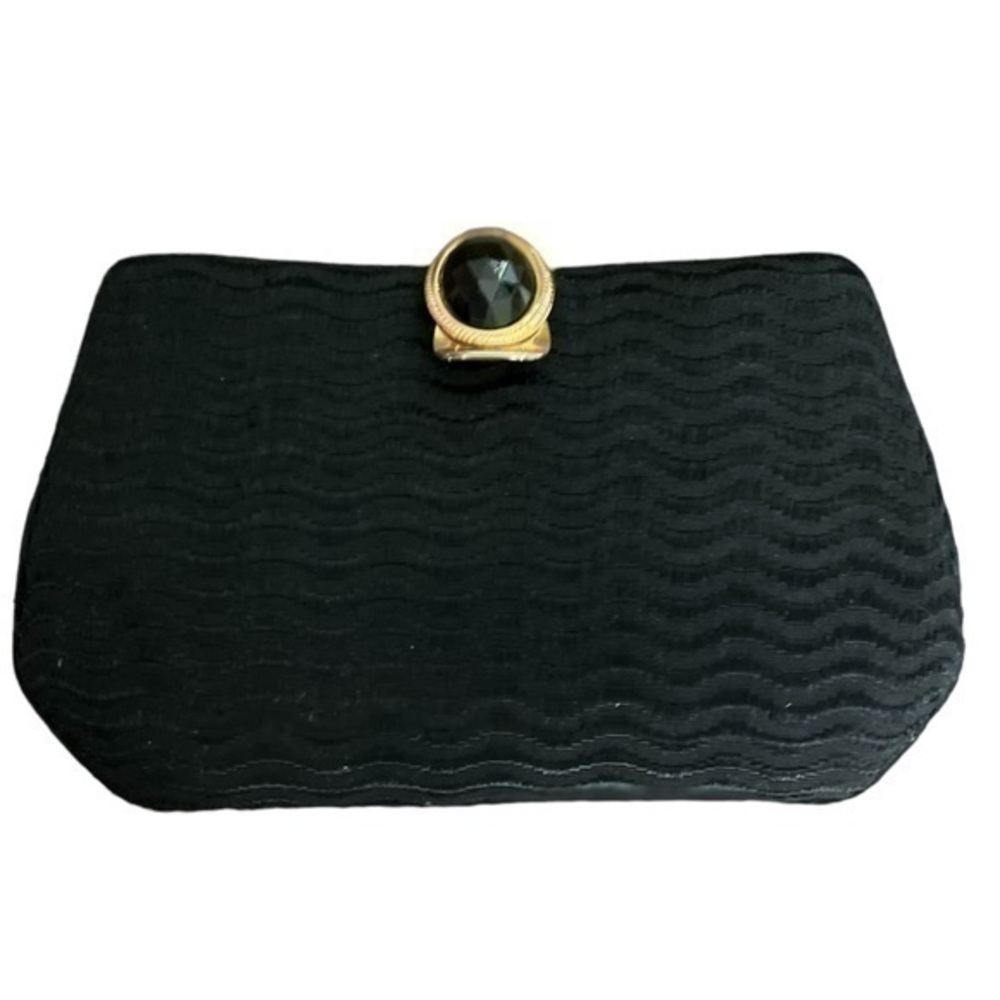 Victor Costa 80s Clutch Purse Convertible Crossbody Black Fabric Hard  Vintage
